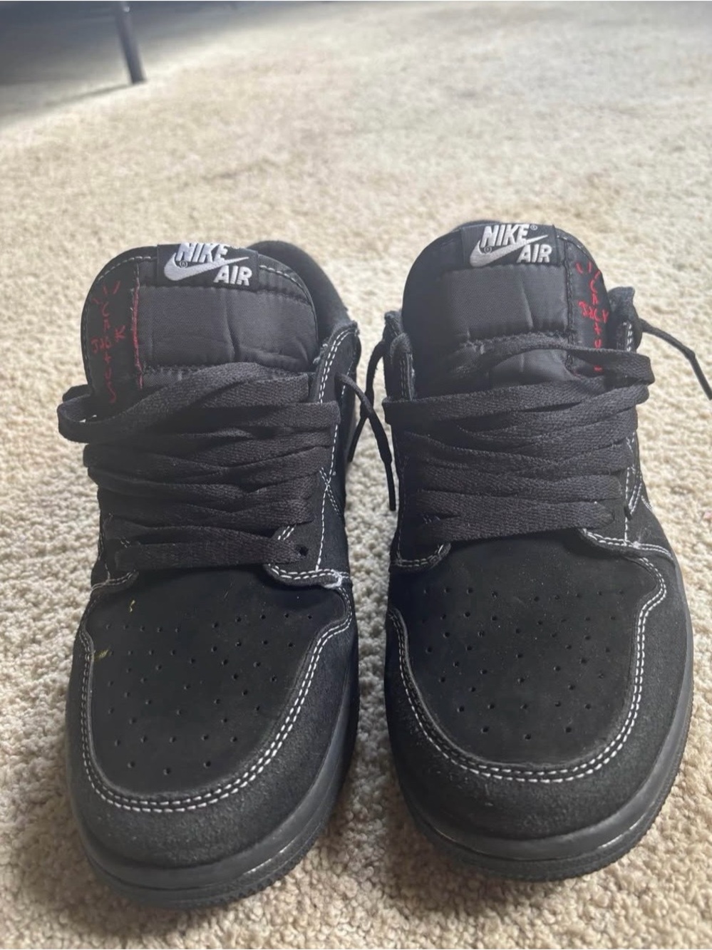 Jordan Kids Black Suede Low-Top Sneakers with White Embroidered Logo - Picture 2 of 4